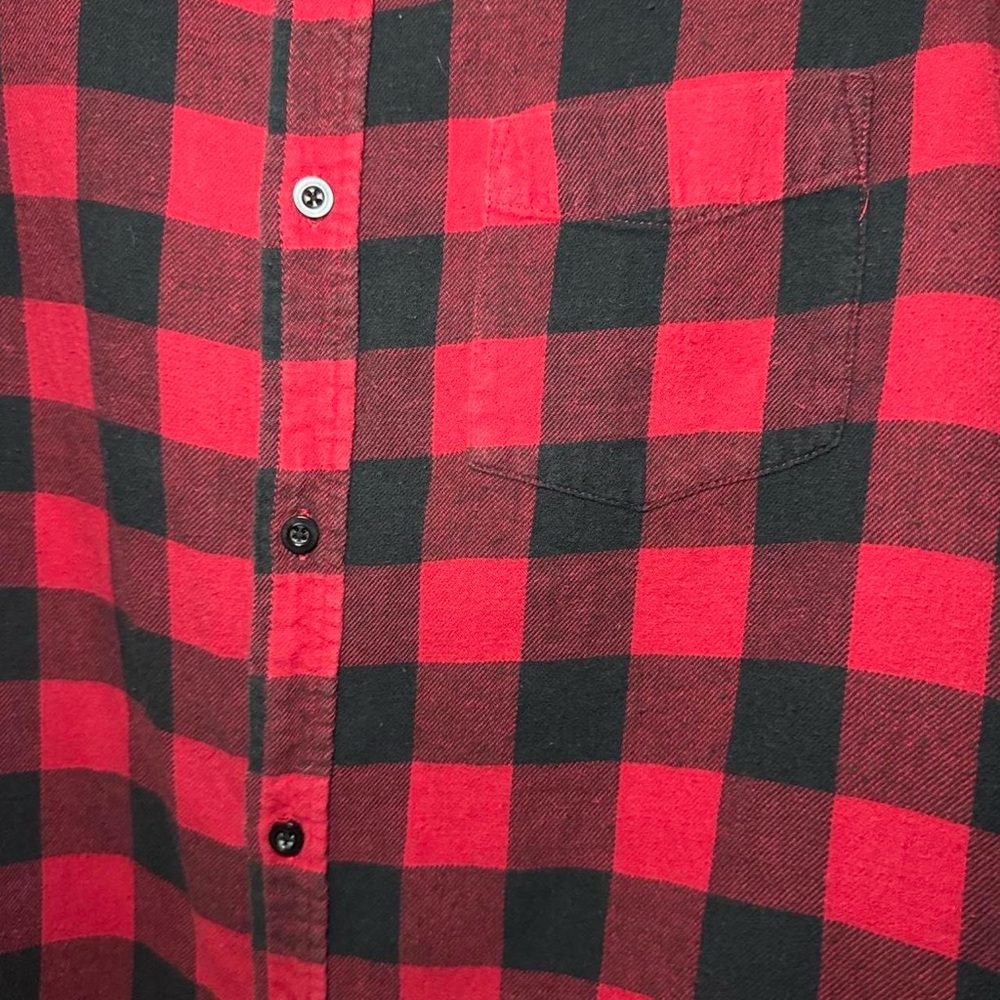 Faded Glory VTG 2000s Classic Black & Red Checkered Emo Grunge LS Flannel — XL - Picture 5 of 5